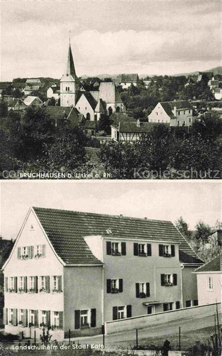 Bruchhausen Unkel Rhein Neuwied Rheinland-Pfalz Ansicht mit Kirche Landschulheim