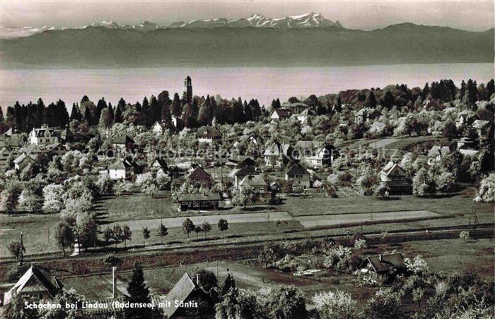 Schachen Lindau Bodensee Bayern Panorama Blick gegen die Saentisgruppe Appenzell