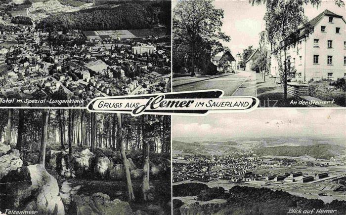 Hemer NRW Totale mit Spezial-Lungenklinik Luftaufnahme An der Steinert Felsenmee