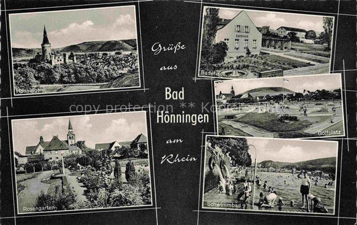 Bad Hoenningen Ansicht mit Kirche Badehaus Golfplatz Rosengarten Schwimmbad
