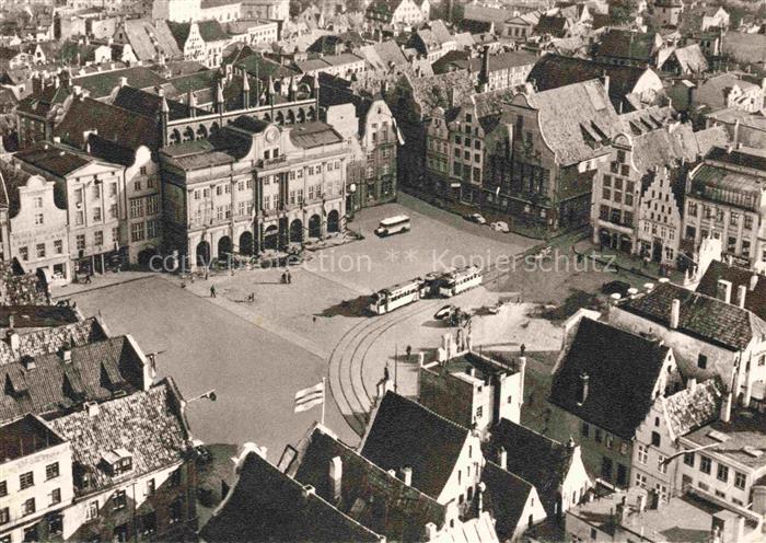 ROSTOCK  CITY Marktplatz und Rathaus Kupfertiefdruck