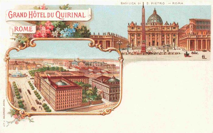 Rome ROMA Rom IT Basilica di San Pietro Grand Hôtel du Quirinal Litho
