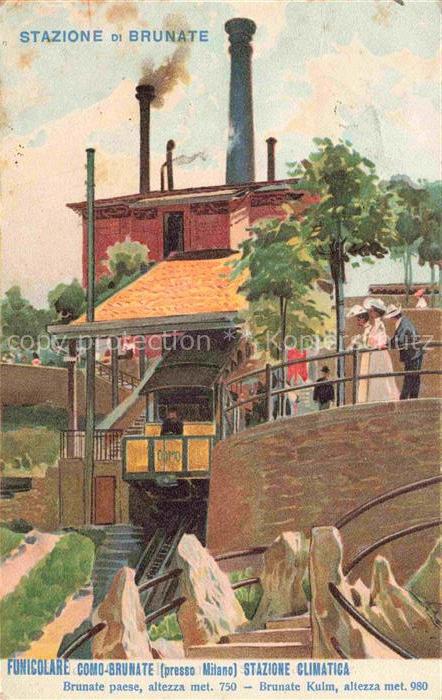 Brunate Como Lombardia IT Stazione Bahnhof Kuenstlerkarte