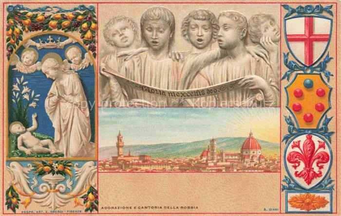 FIRENZE Florence Florenz Toscana IT Stadtpanorama Heiligenbilder Statuen Wappen