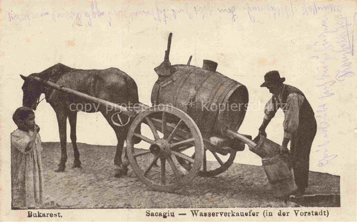 Bukarest BUCARESTI Bucuresti RO Sacagiu Wasserverkaeufer in der Vorstadt