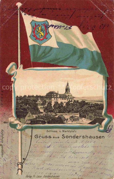 Sondershausen Thueringen Schloss und Marktplatz Fahne