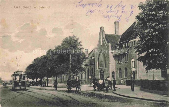 Graudenz GRUDZIADZ Westpreussen PL Bahnhof Strassenbahn