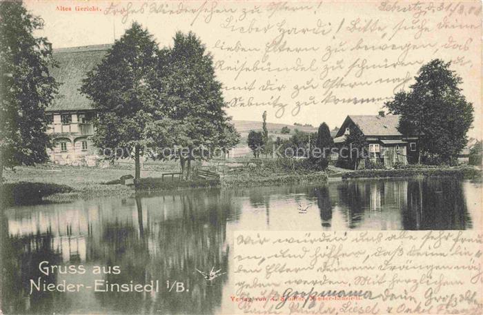 Nieder-Einsiedel Dolny Poustevna DECIN Boehmen CZ Altes Gericht Partie am Wasser