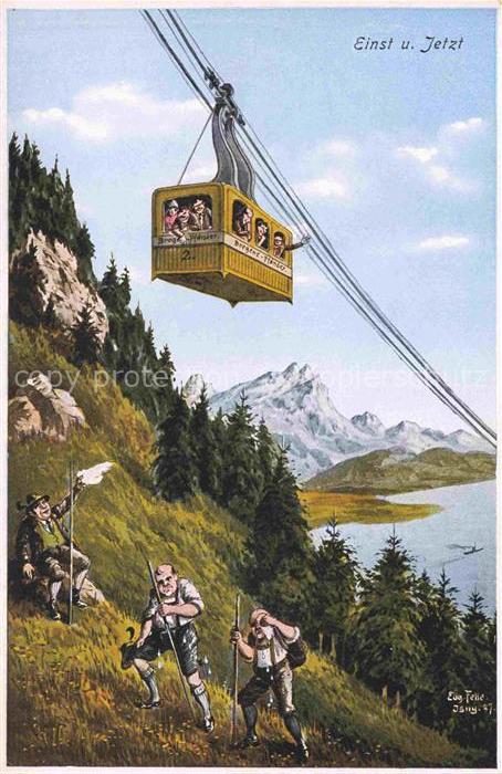 BREGENZ Vorarlberg Bodensee Schwebebahn auf den Pfaender einst und jetzt Kuenstl