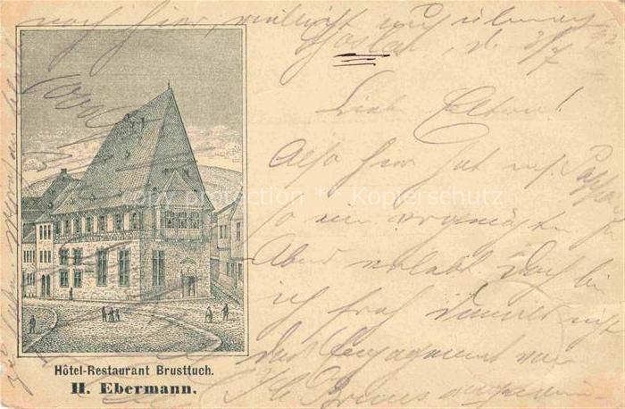 GOSLAR Harz Hotel Restaurant Brusttuch Litho Deutsche Reichspost