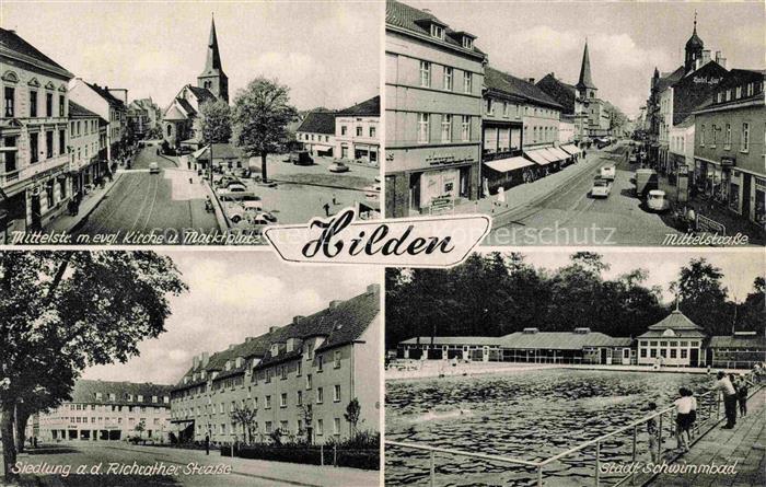 Hilden  Mettmann Mittelstrasse Kirche Marktplatz Siedlung Freibad