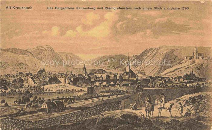 Alt-Kreuznach BAD KREUZNACH Rheinland-Pfalz Panorama Bergschloss Kauzenberg und