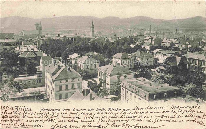 Zittau Sachsen Stadtpanorama Blick vom Turm der katholischen Kirche