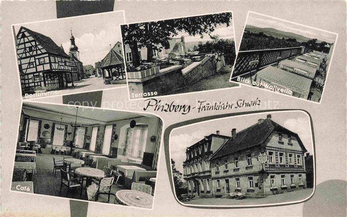Pinzberg Forchheim Bayern Dorfbrunnen Hotel Restaurant Café Terrasse Blick auf W