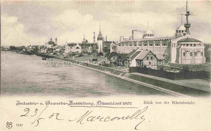 Ausstellung Industrie Gewerbe Kunst Duesseldorf 1902 Rheinbruecke