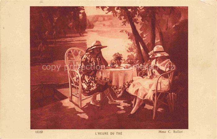BALLOT Clementine (1879-1964) Kuenstlerkarte L'heure du The Frauen