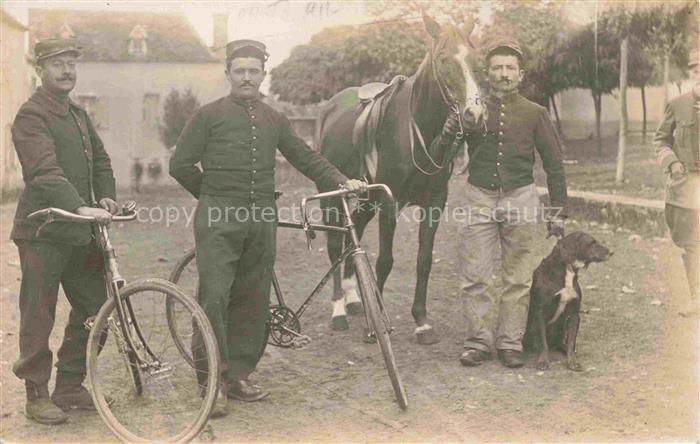 Fahrradkompagnie Compagnie Velo Bicycle Militaria  Soldaten Hund Pferd Paris