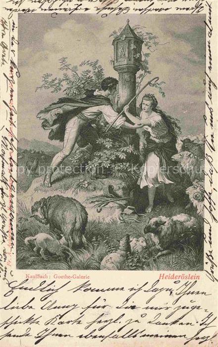 KAULBACH  Kuenstlerkarte Goethe Galerie Heideroeslein Schaffe