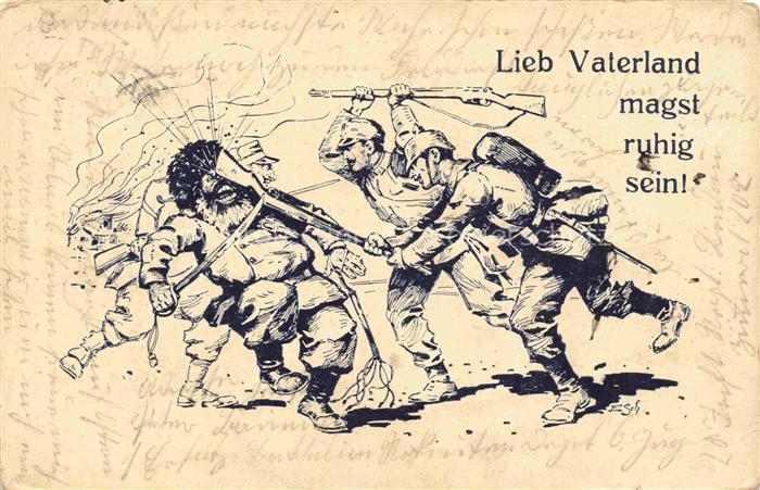 Militaria Karikatur Humor Soldaten WK1