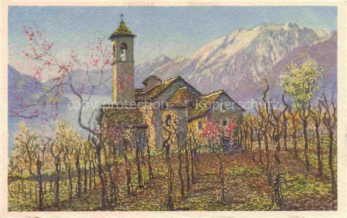 ZUPPINGER Ernst Muralto Kuenstlerkarte Minusio Madonna Delle Grazie Litho