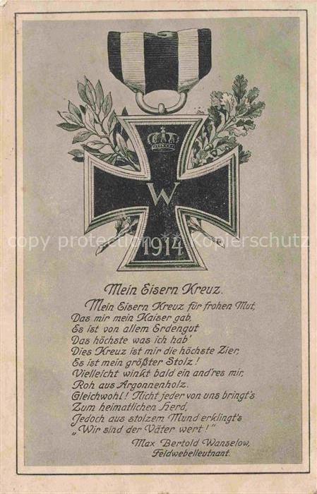 Eisernes Kreuz Militaria Orden Max Bertold Wanselow Feldwebelleutnant Nt.107a