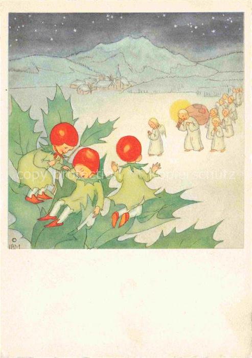 IBM BOHATTA-MORPURGO Ida (1900-1992) Kuenstlerkarte Weihnachten Litho Engel Kind