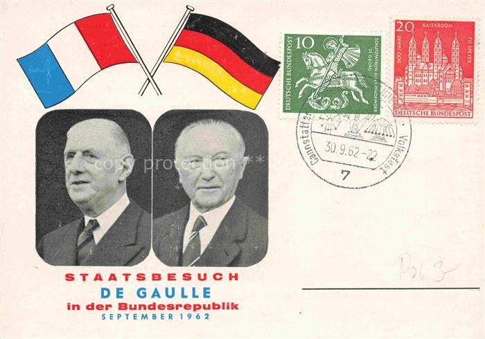 ADENAUER Konrad (1876-1967) Politik Deutschland CDU Staatsbesuch De Gaulle