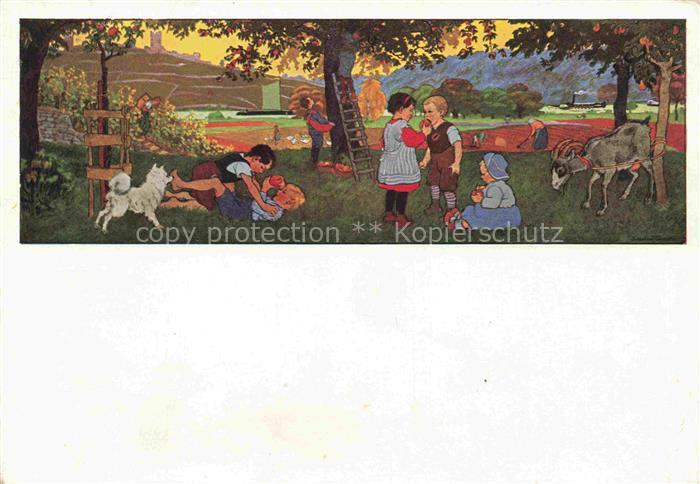 KEUTEL Richard (Verlag Lahr) Kuenstlerpostkarte Nr. 139 Kinder Apfelbaum Ziege H