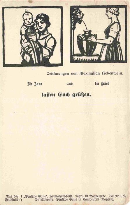 LIEBENWEIN Maximilian Kuenstlerkarte Lassen euch gruessen