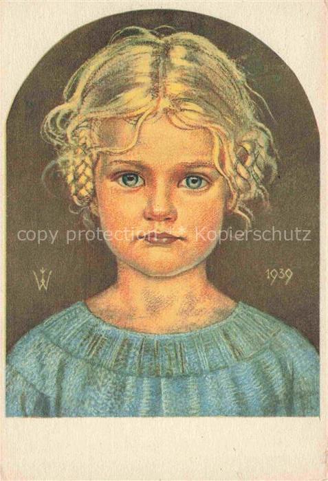 WILLRICH W. Kuenstlerkarte Maedchen Serba 3 Jahre