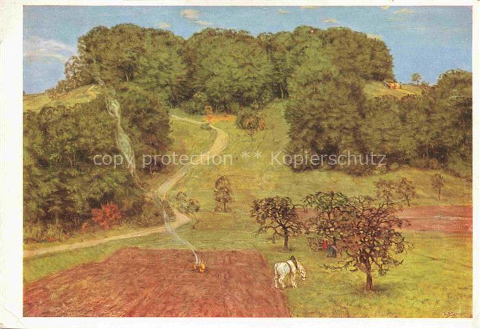 DIETER Hans (1881-1968) Bodenseekuenstler Feierabend Landwirtschaft Pferd