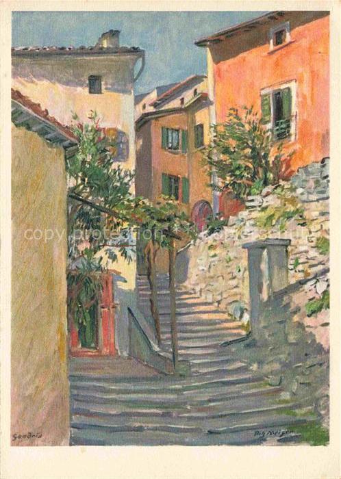 MEIJER Fritz Kuenstlerkarte Dorfgasse in Gandria