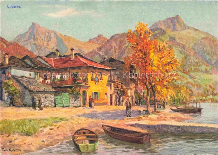 KueNZLI Max Kuenstlerkarte Locarno Boote