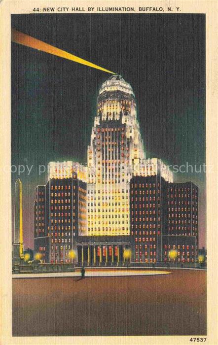 Buffalo New York USA New City Hall by illumination Illustration