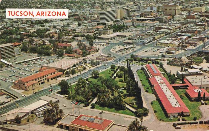 Tucson Arizona USA Southern Pacific Hospital in right foreground aerial view
