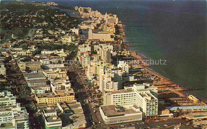 Miami Beach Florida USA Panorama looking north from Lincoln Road aerial view