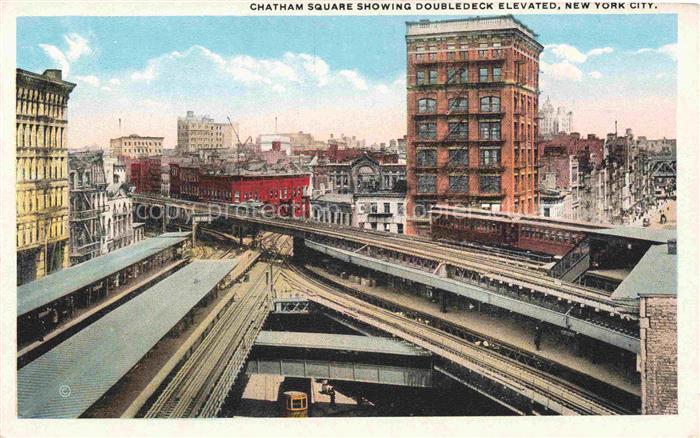 NEW YORK City USA Chatham Square showing doubledeck elevated