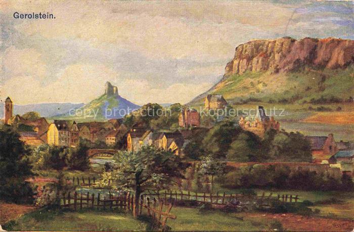 Gerolstein Rheinland-Pfalz Panorama mit Munterley Linde und Auberg Kuenstlerkart