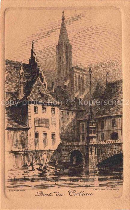 Strasbourg Strassburg 67 Bas-Rhin Pont du Corbeau Kuenstlerkarte