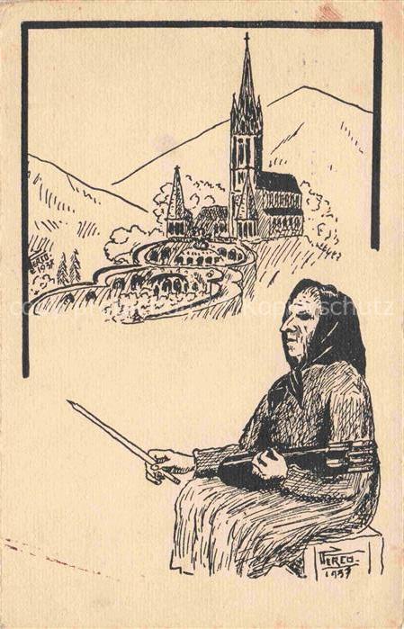 LOURDES 65 Marchande de Cierges Kuenstlerkarte