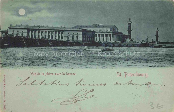 St-Petersbourg St-Petersburg Leningrad RU Vue de la Néva avec la bourse au clair