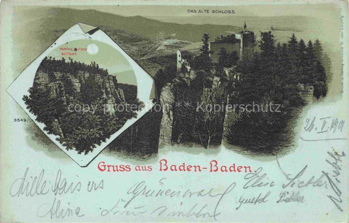 BADEN-BADEN BW Panorama Altes Schloss Partie auf dem Battert