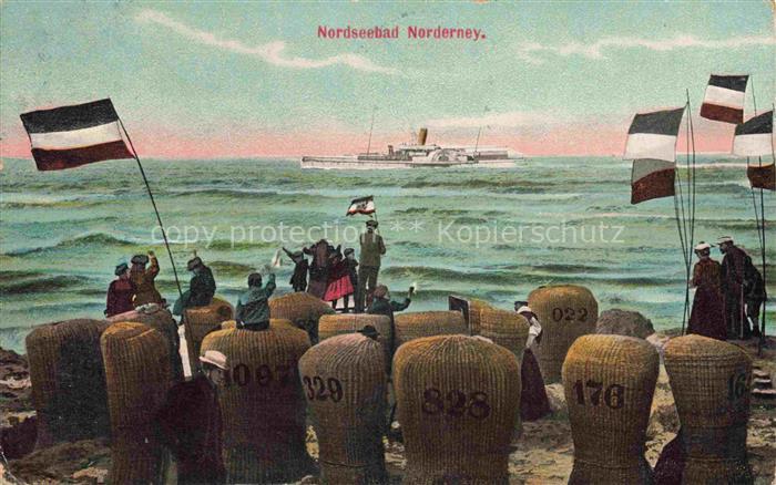 NORDERNEY Nordseebad Niedersachsen Am Strand Strandkoerbe Dampfer Soldatenkarte