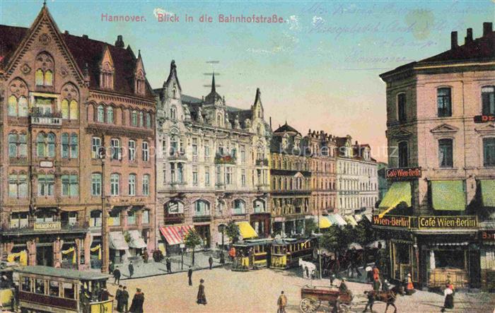 HANNOVER  CITY Blick in die Bahnhofstrasse Strassenbahn Feldpost