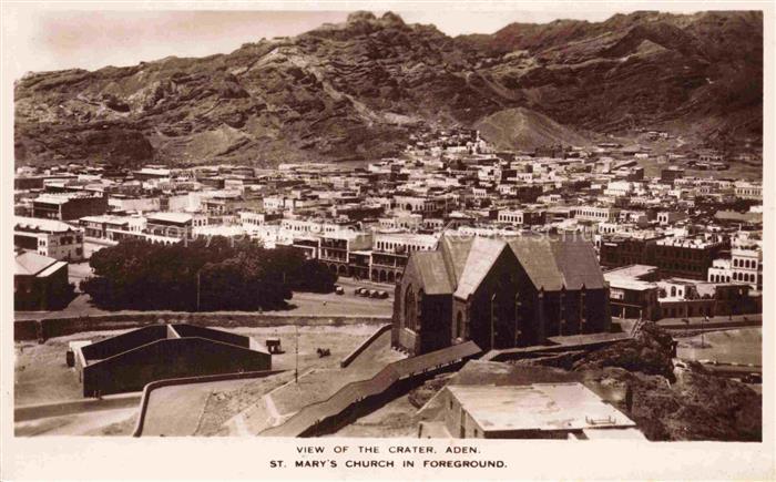 ADEN Jemen Panorama view of the crater St. Mary's Church in foreground