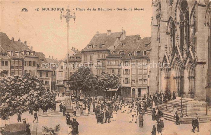 MULHOUSE Muehlhausen 68 Haut-Rhin Place de la Réunion Sortie de Messe