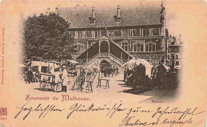 MULHOUSE Muehlhausen 68 Haut-Rhin La Mairie Marché Deutsche Reichspost