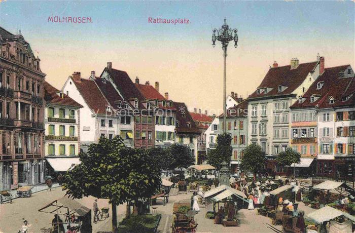 Muelhausen Elsass Rathausplatz Markt Place de l'Hôtel de Ville Jour de marché Fe