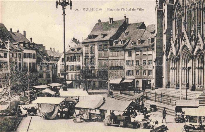 MULHOUSE Muehlhausen 68 Haut-Rhin Place de l'Hôtel de Ville Jour de marché