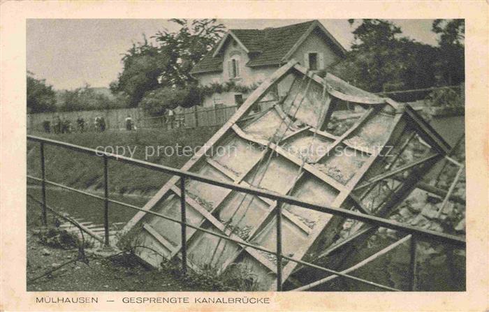 Muelhausen Elsass Gesprengte Kanalbruecke